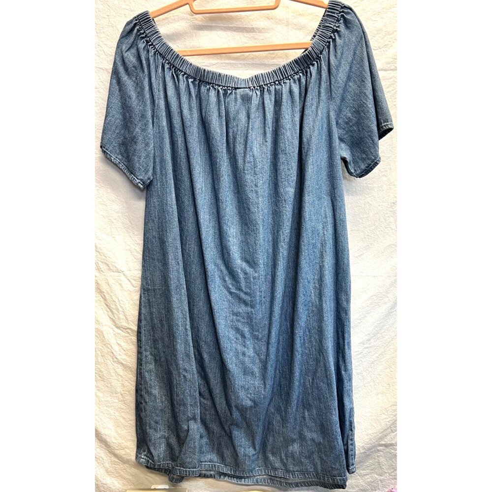 Merona Womens XXL Denim Off-Shoulder Dress 100% Cotton - Picture 2 of 4
